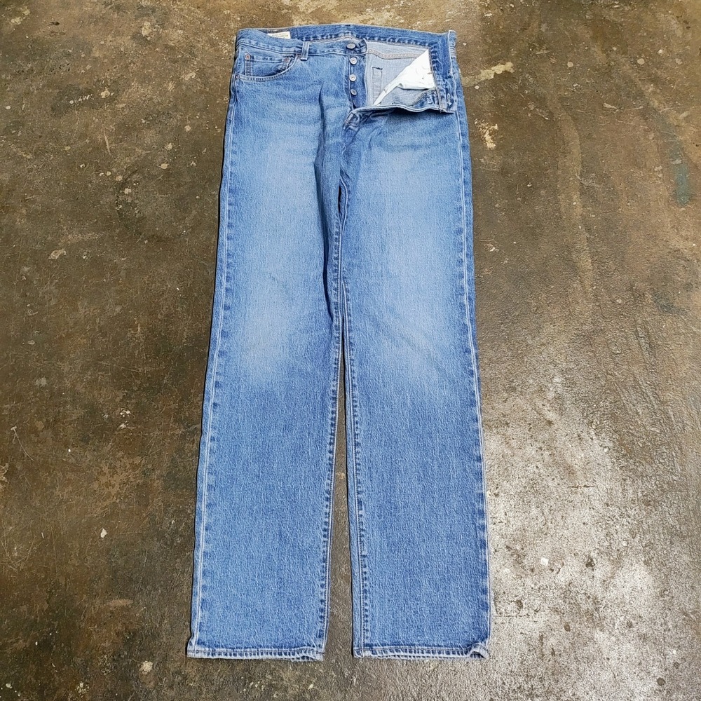 Levi's Premium 501 93 Button Fly Jeans 34x36 Mens Straight Leg Stretch Denim